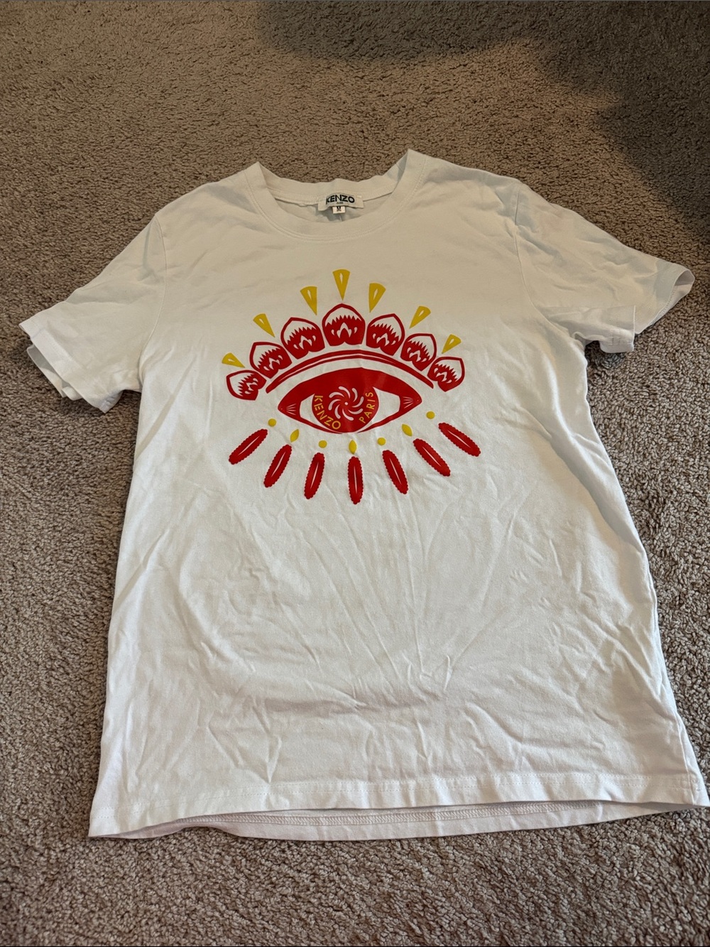 Kenzo White Tee With Red & Yellow Eye Motif View 2
